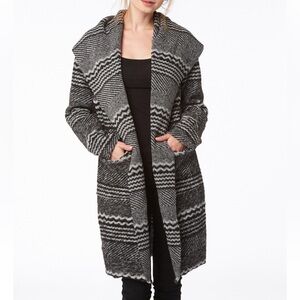 Frocela Women's Gray Patterned Plaid Sweater Open-Front Cardigan Sweater Size